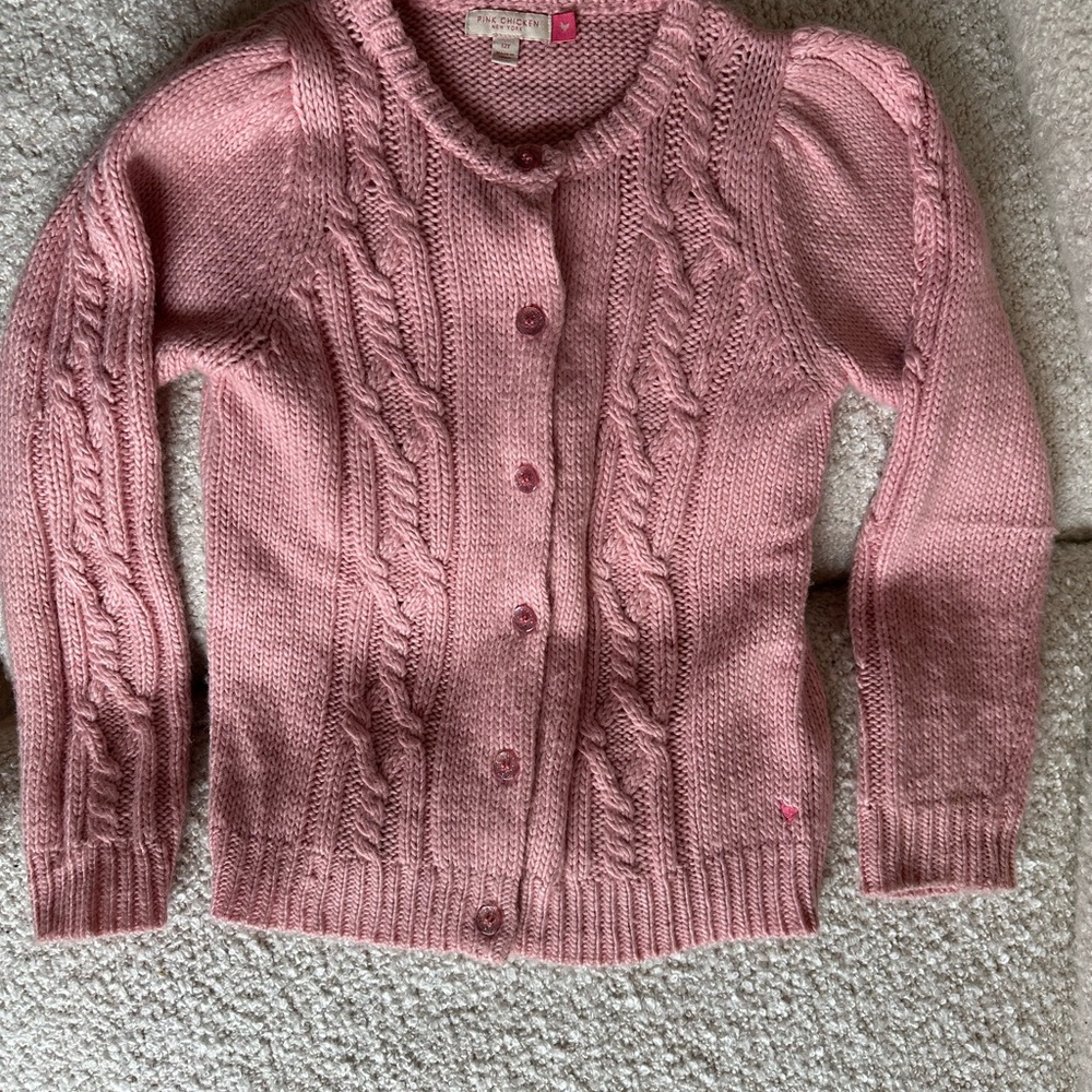 Pink Chicken Rose Cable Knit Cardigan